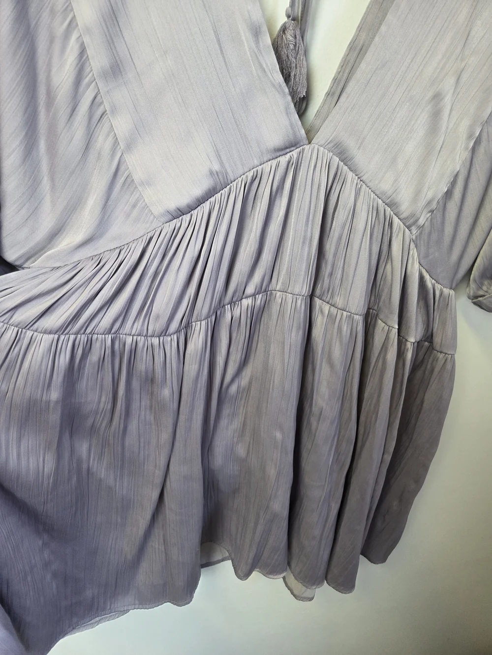 Free People Lavender Pleated V-Neck Tiered Maxi
